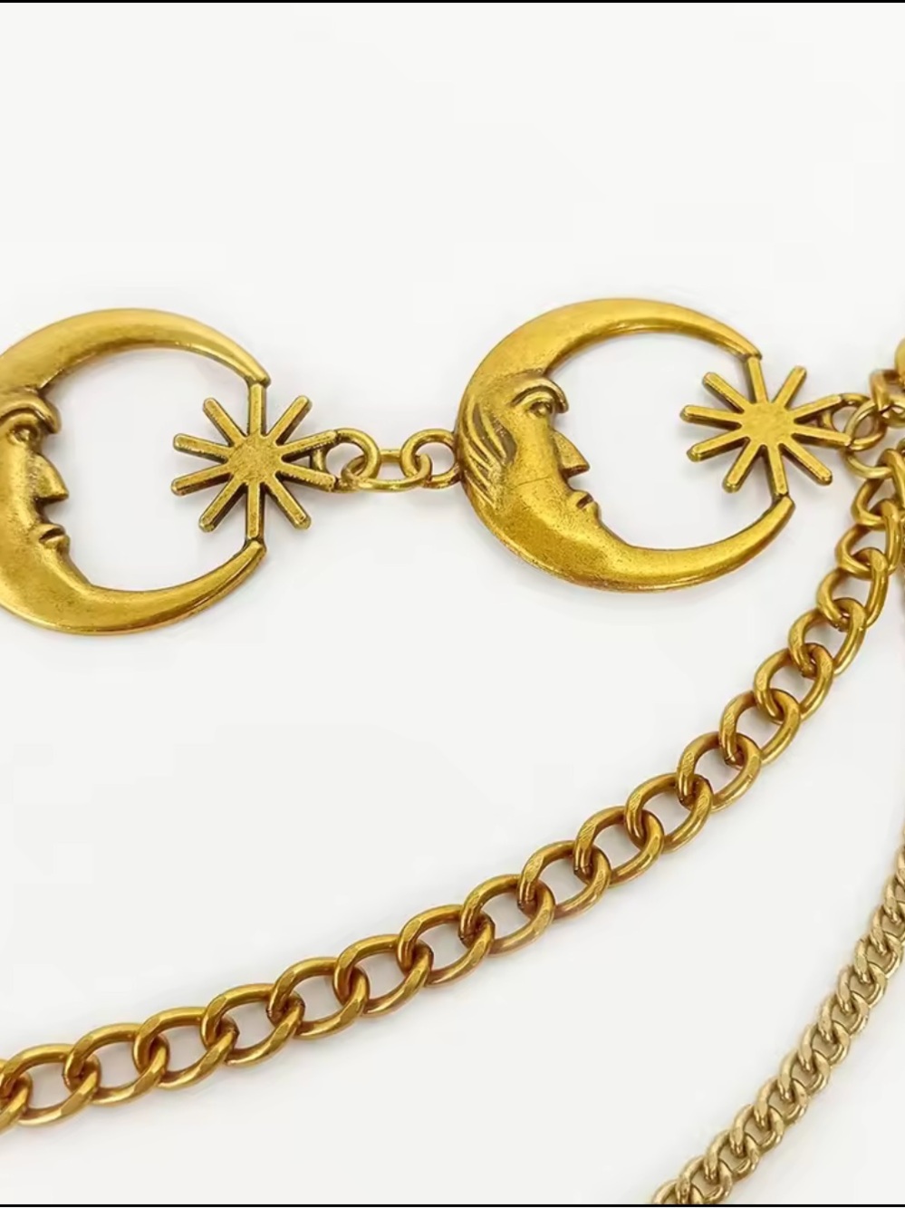 Gold Moon & Star layered chain waist belt - Picture 4 of 5